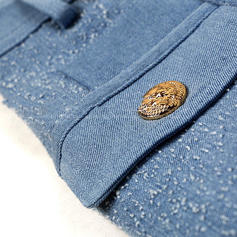 Women's Frosted Wash Metal Buckle Irregular Split Denim Skirt