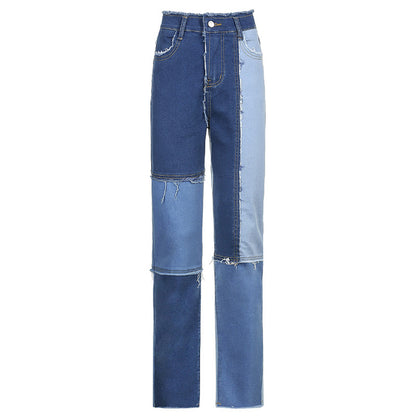 Women's High-Rise Raw Edge Straight-Leg Jeans