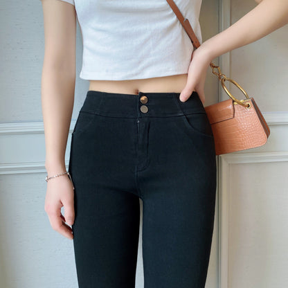 Women's Gold Satin Slim Leggings – 2-Button & 3-Button Styles, Sizes M–3XL