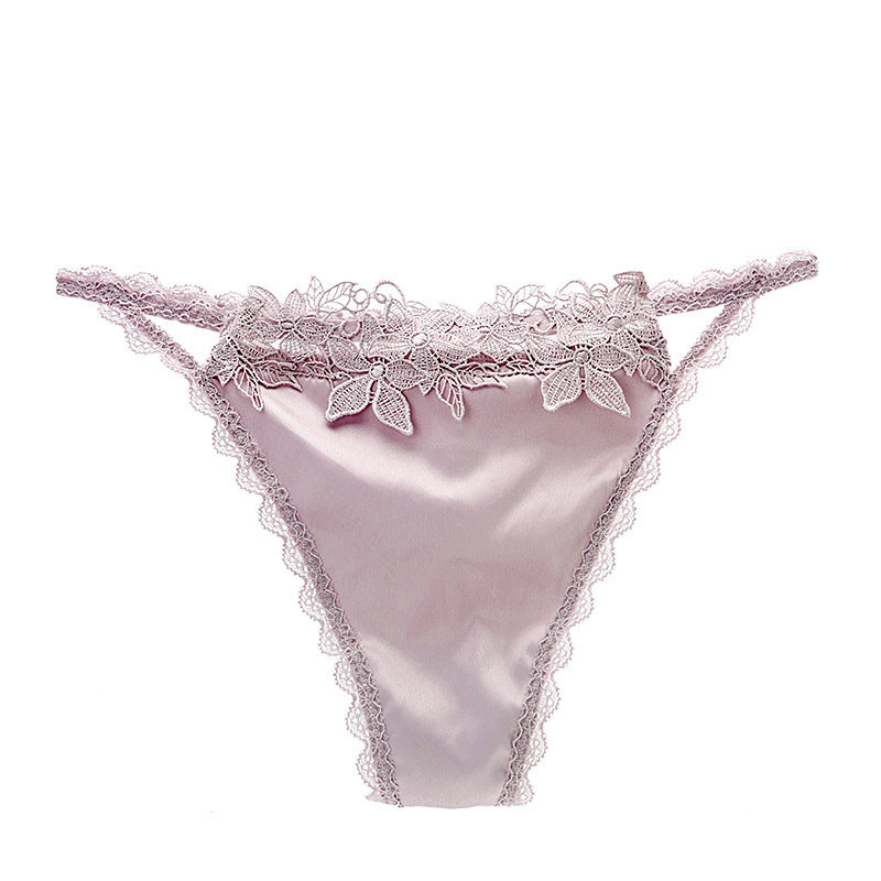 Women's Lace Trim Thongs – Cotton Crotch No-Show Underwear | M–L