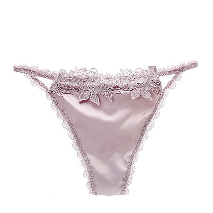 Women's Lace Trim Thongs – Cotton Crotch No-Show Underwear | M–L
