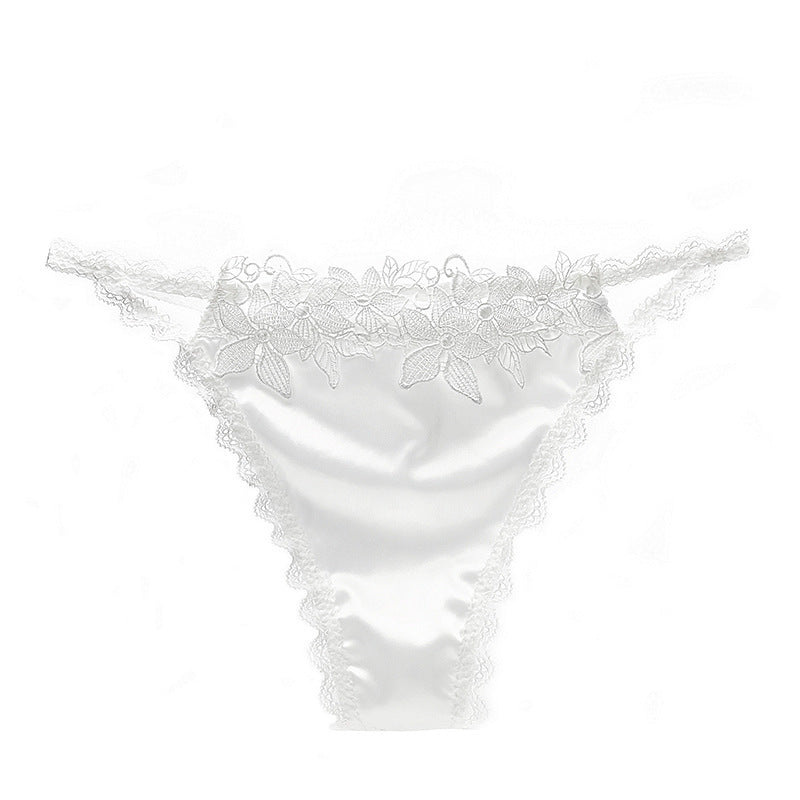 Women's Lace Trim Thongs – Cotton Crotch No-Show Underwear | M–L