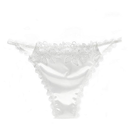 Women's Lace Trim Thongs – Cotton Crotch No-Show Underwear | M–L