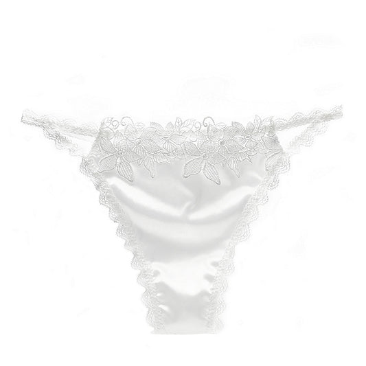 Women's Lace Trim Thongs – Cotton Crotch No-Show Underwear | M–L