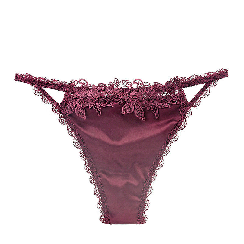 Women's Lace Trim Thongs – Cotton Crotch No-Show Underwear | M–L