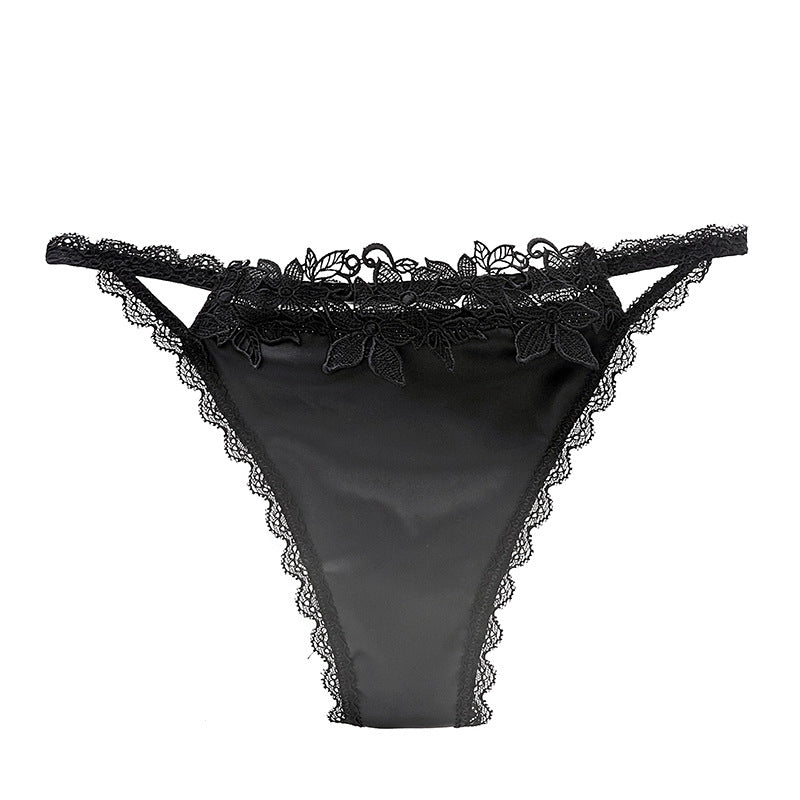 Women's Lace Trim Thongs – Cotton Crotch No-Show Underwear | M–L