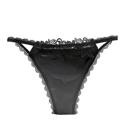 Women's Lace Trim Thongs – Cotton Crotch No-Show Underwear | M–L