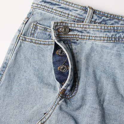 Women's Midi Frayed Hem Irregular Split Denim Skirt