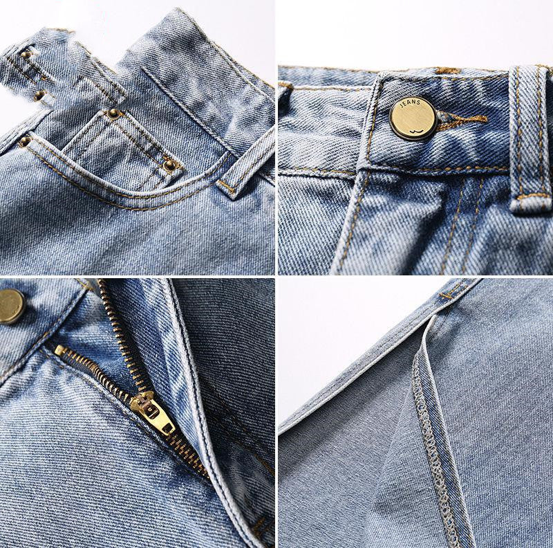Women's High-Waist A-Line Slit Denim Skirt