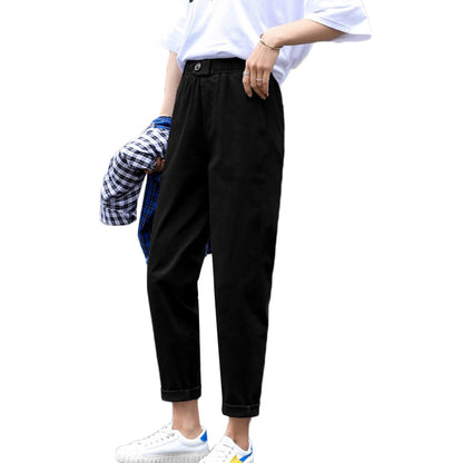 Women's High-Waist Loose Cotton Harem Pants