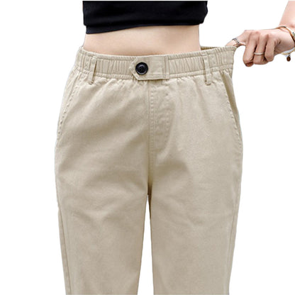 Women's High-Waist Loose Cotton Harem Pants