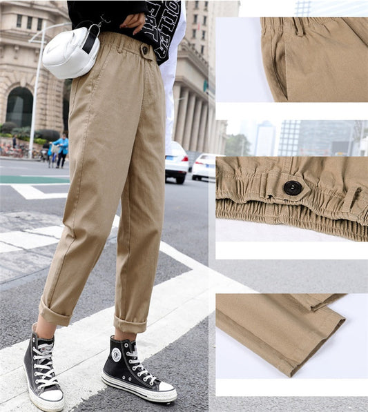 Women's High-Waist Loose Cotton Harem Pants