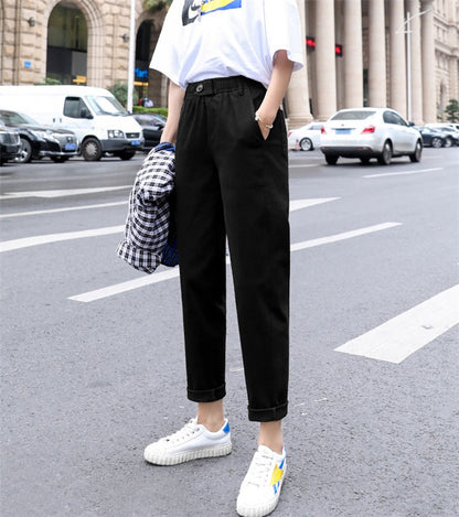 Women's High-Waist Loose Cotton Harem Pants