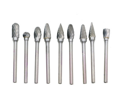 10-Piece Tungsten Carbide Rotary Burr Set – 6mm x 3mm Shank, Multi-Material Milling Cutter