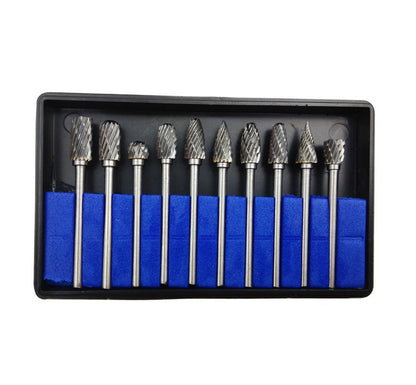 10-Piece Tungsten Carbide Rotary Burr Set – 6mm x 3mm Shank, Multi-Material Milling Cutter