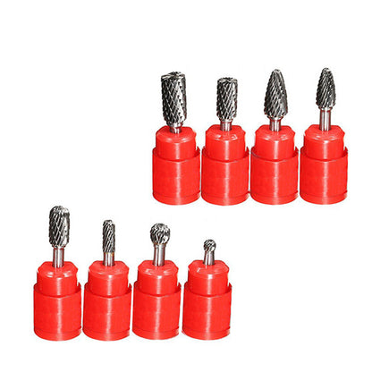 8-Piece Tungsten Carbide Rotary File Set – Double-Groove Double-Grain Grinding Heads (6mm Shank)