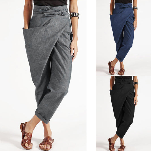 Women's Linen-Blend Cropped Trousers