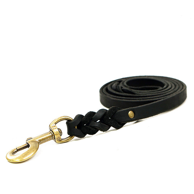 Genuine Leather Dog Leash – Anti-Pull Design | Brown & Black