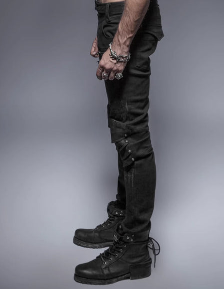 Men's Motorcycle Denim Jeans – Swinging Knee Steampunk Armor Style