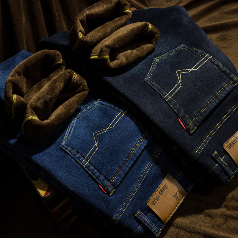 Men's Straight-Leg Jeans – Multi-Pocket Distressed Denim, Sizes 28–42