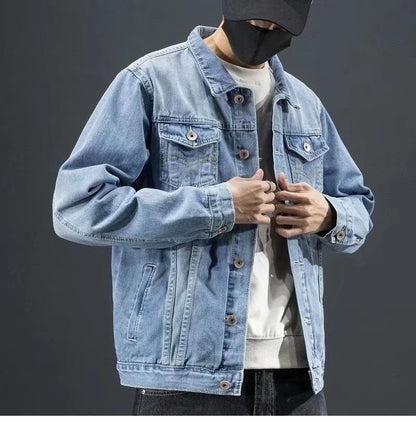 Men's Vintage Loose Fit Denim Jacket – Casual Jean Coat for Spring & Autumn