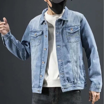 Men's Vintage Loose Fit Denim Jacket – Casual Jean Coat for Spring & Autumn