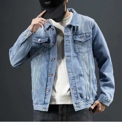 Men's Vintage Loose Fit Denim Jacket – Casual Jean Coat for Spring & Autumn