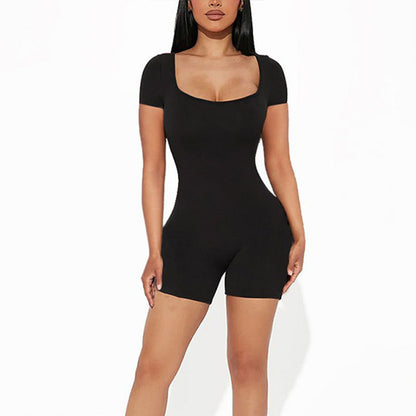 Women's Slim-Fit Sheath Jumpsuit – Three-Quarter Sleeve Bodycon S–2XL