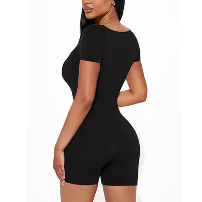 Women's Slim-Fit Sheath Jumpsuit – Three-Quarter Sleeve Bodycon S–2XL