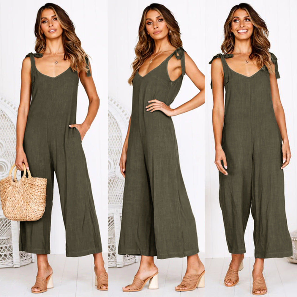 Women's High Waist Wide-Leg Overalls – Loose Fit Casual Pants