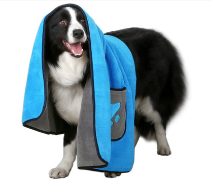 Super Absorbent Pet Bath Towel – 800g Microfiber, Fast Drying