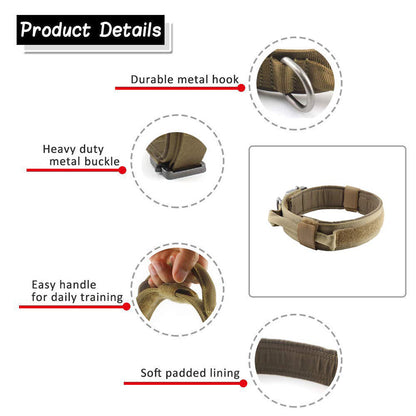 Tactical Dog Collar – 1000D Nylon, Double Buckle Safety | 4 Colors, M–XL