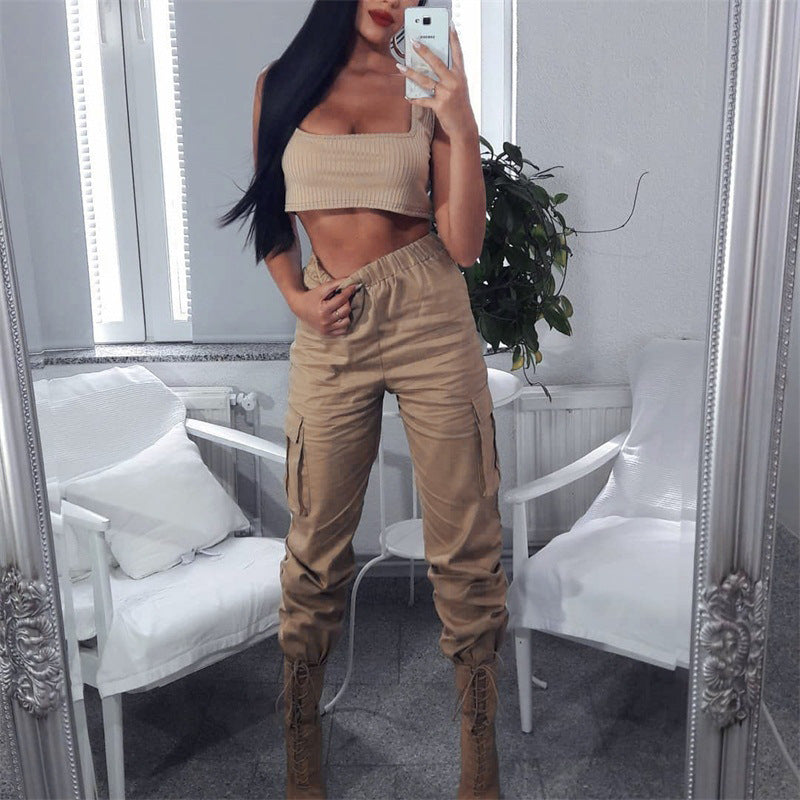 Women's Solid Color Casual Cotton Overalls