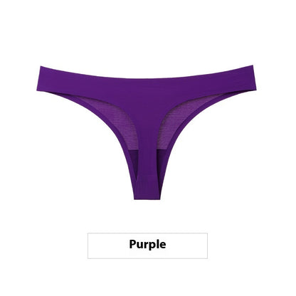 Women's Ice Silk Seamless Thong Underwear – No-Show Low-Rise T-Back | M–XXL