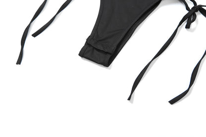 Women's Halter Backless Camisole & Shorts Set – Solid Black Low Waist S–L