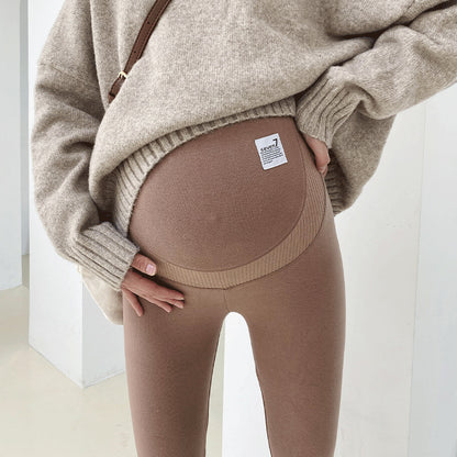 Women's Warm Cotton Maternity Leggings – Fall & Winter, 4 Colors, Sizes M–XL
