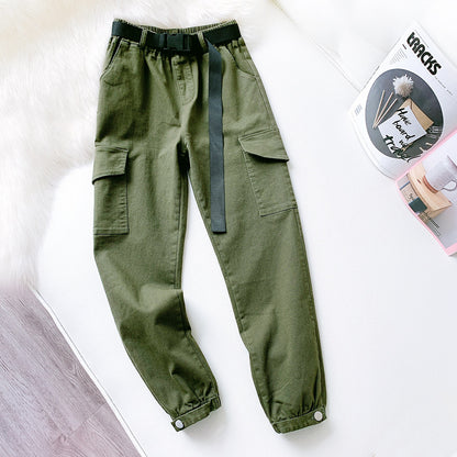 Women's High-Waist Multi-Pocket Straight-Leg Pants