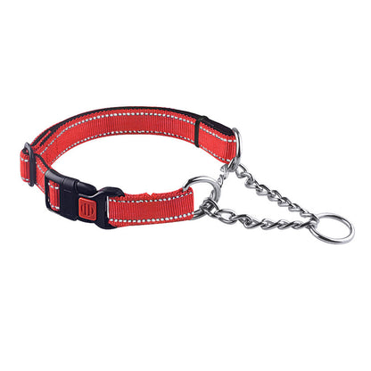 Reflective Dog Collar – Nylon & Stainless Steel, 5 Colors, XS–L