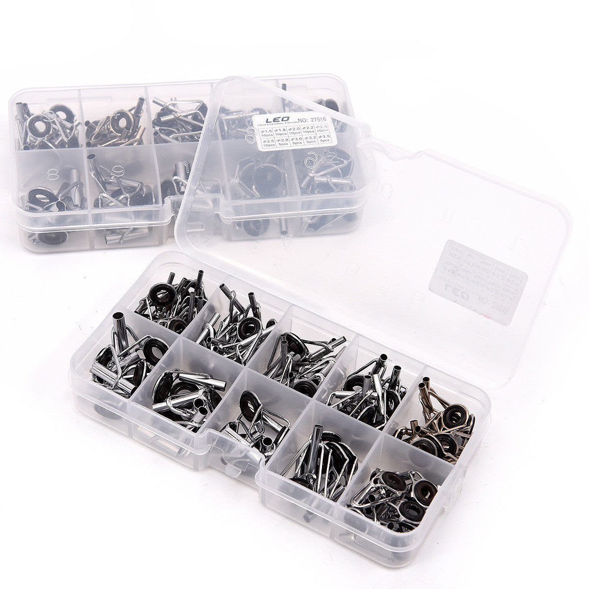 80-Piece Alloy Fishing Rod Guide Ring Set – Sea Rod Line Guide Rings (10-Grid Box)