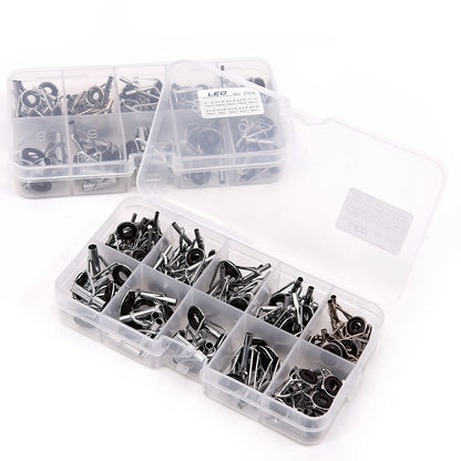 80-Piece Alloy Fishing Rod Guide Ring Set – Sea Rod Line Guide Rings (10-Grid Box)