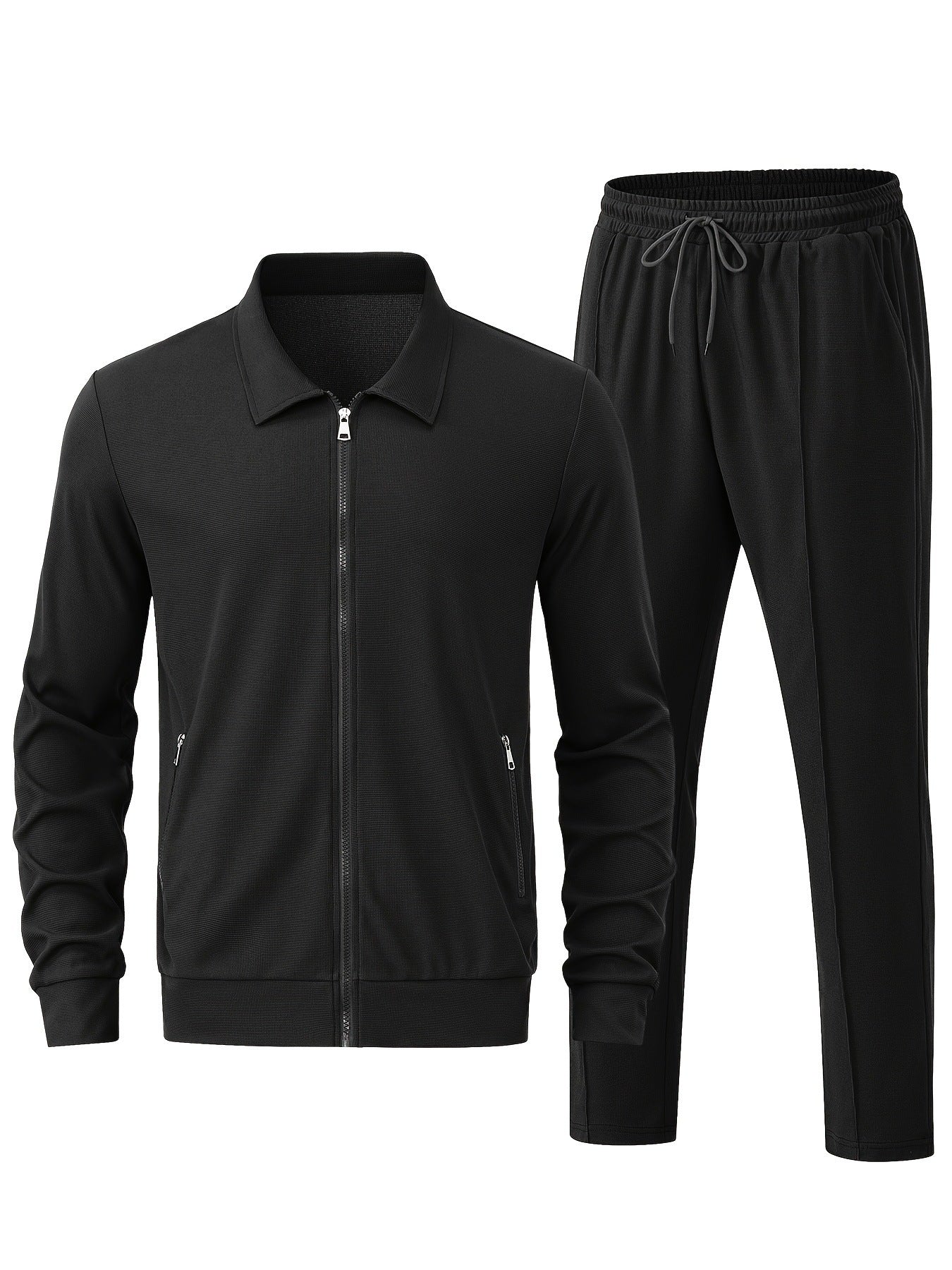 Men's Waffle Texture 2-Piece Casual Suit Set