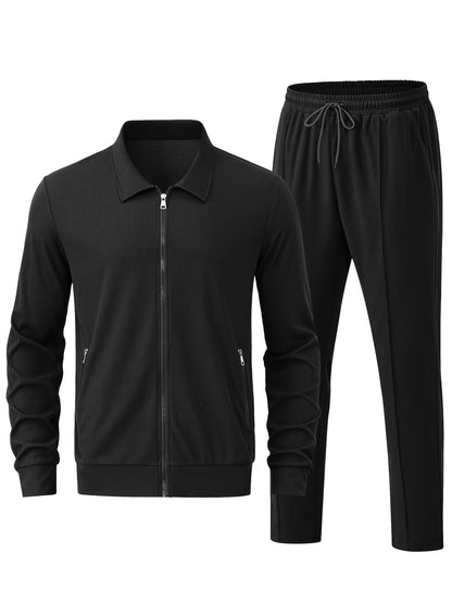 Men's Waffle Texture 2-Piece Casual Suit Set