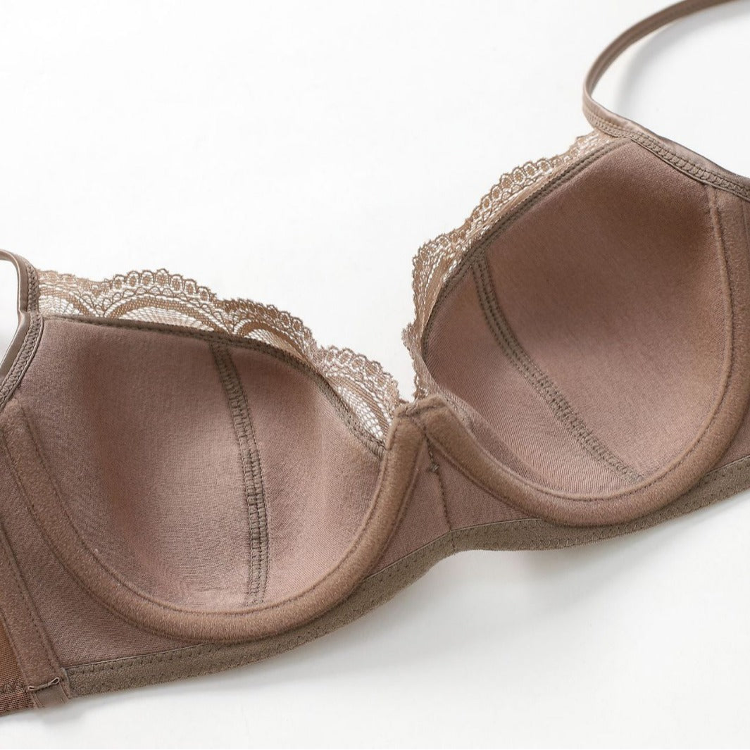 Women's Glossy Lace Bra & Panty Set – 3/4 Cup Lifting Lingerie | 70A–85C