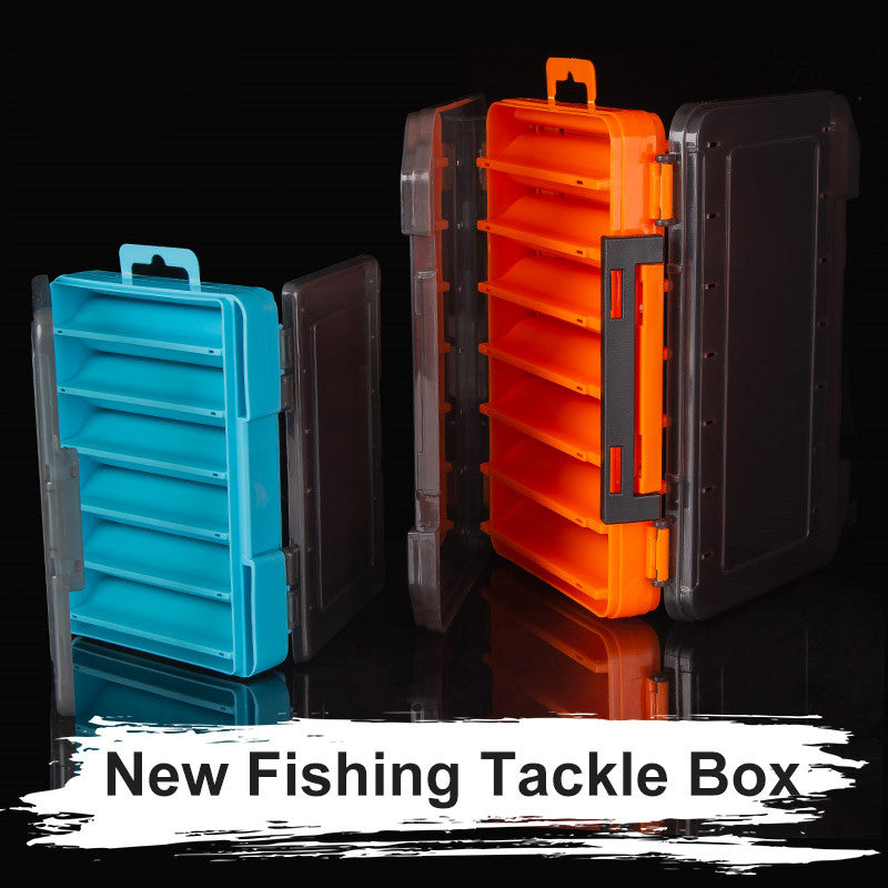 Double-Layer Fishing Lure & Bait Storage Box – ABS Tackle Box with Drain Hole (S & L, Blue & Orange)