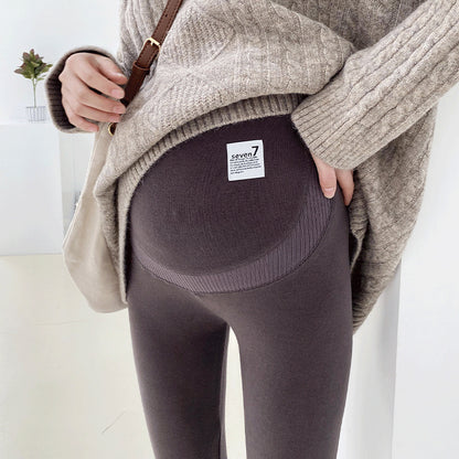 Women's Warm Cotton Maternity Leggings – Fall & Winter, 4 Colors, Sizes M–XL