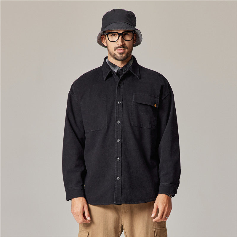 Men's Heavyweight Cotton Retro Cardigan Shirt