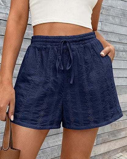 Women's Drawstring Capri Beach Shorts – Elastic Waist Casual Polyester S–2XL