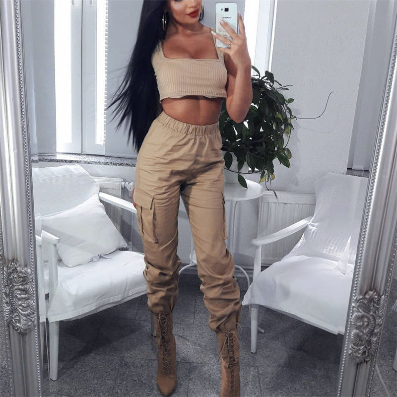 Women's Solid Color Casual Cotton Overalls