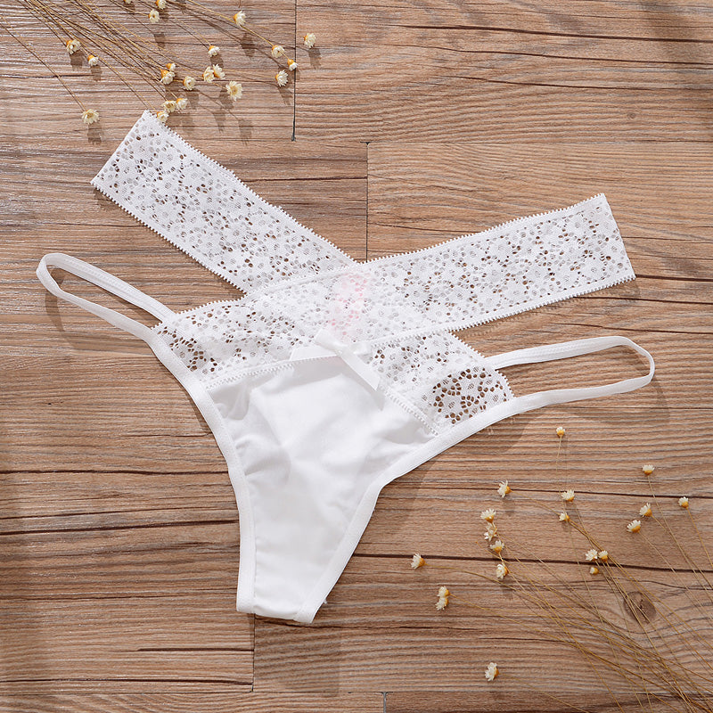 Women's Low-Waist Lace Panties – Black, White & Dark Green | M–L