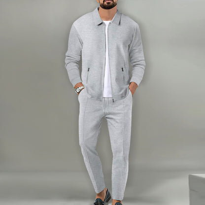 Men's Waffle Texture 2-Piece Casual Suit Set